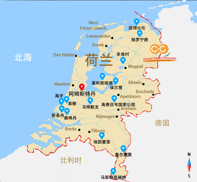 荷兰地图高清版大图图片